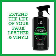 TriNova Faux Leather Cleaner after-clean shows renewed color and softness.