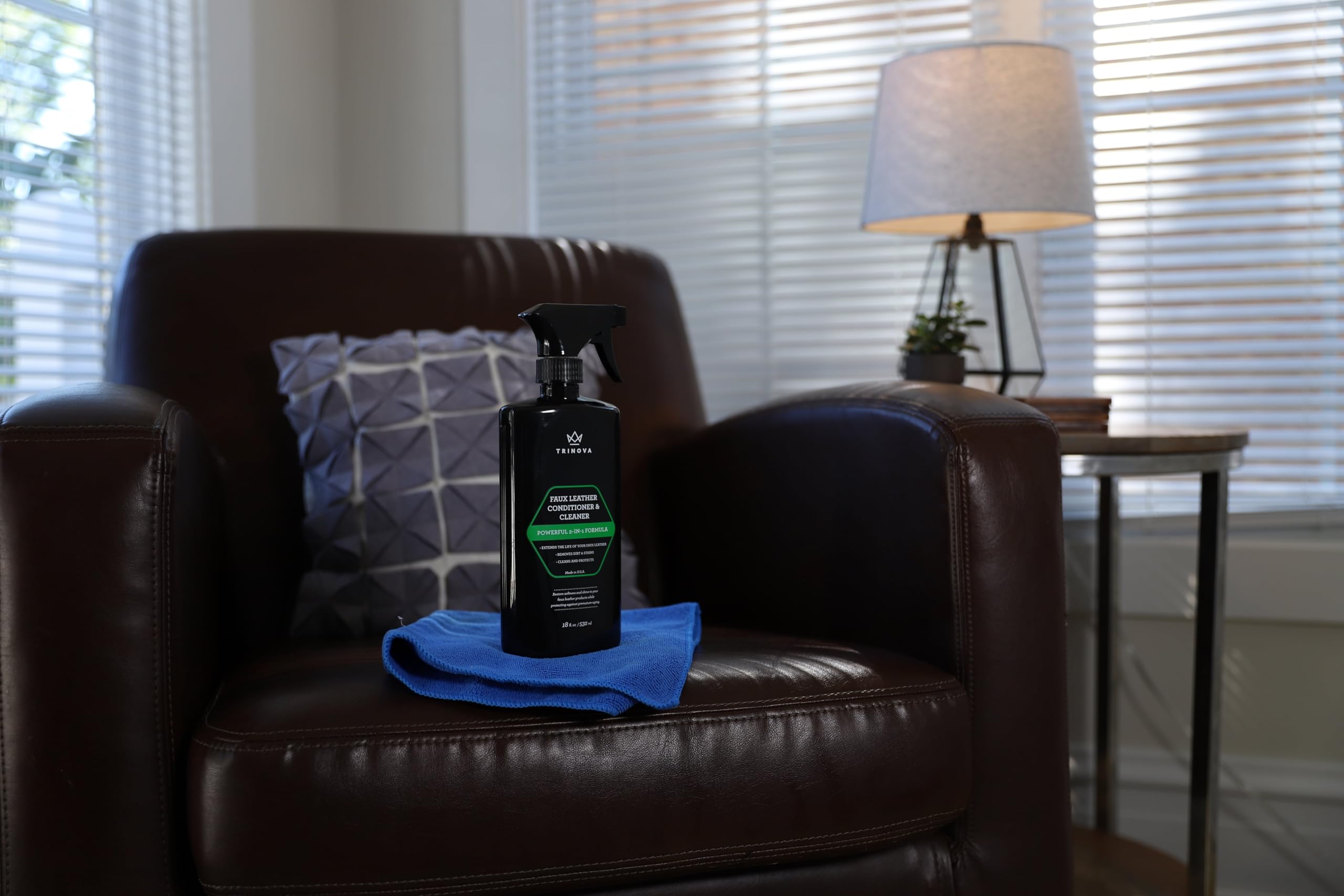 TriNova Faux Leather Cleaner sofa upholstery touch-up for lasting appearance.