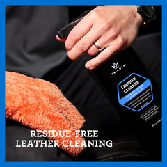 TriNova Leather Cleaner before-after on sofa shows renewed brightness