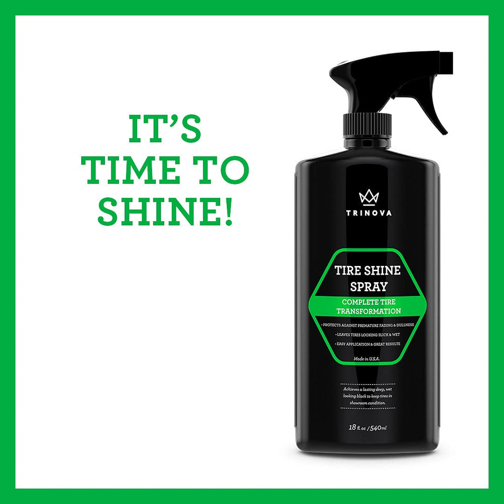 TriNova Tire Shine Spray dirt repellence keeps tires cleaner between washes