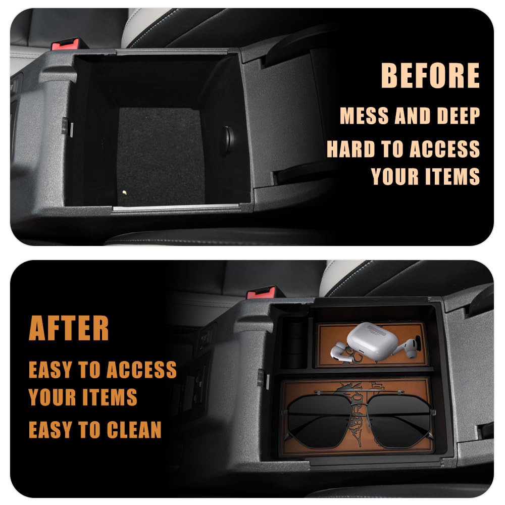 TripleAliners Bronco center console leather mats reduce rattling during driving