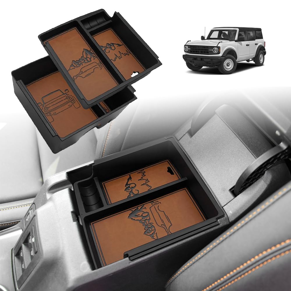 TripleAliners Bronco center console top view for quick access and organized essentials