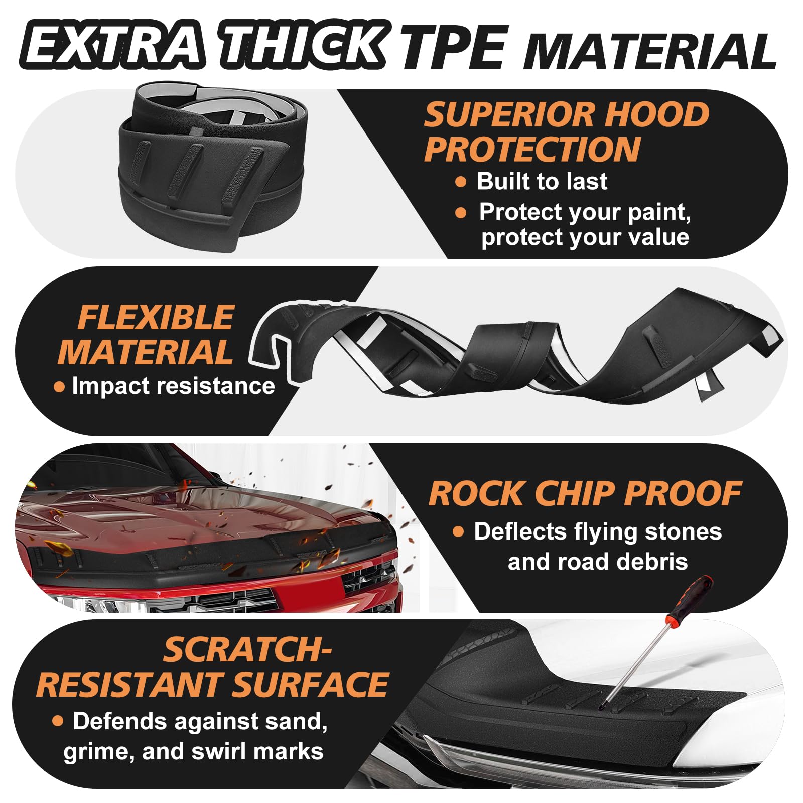 TripleAliners hood deflector Ram 1500 side profile reduces debris impact and adds rugged styling.