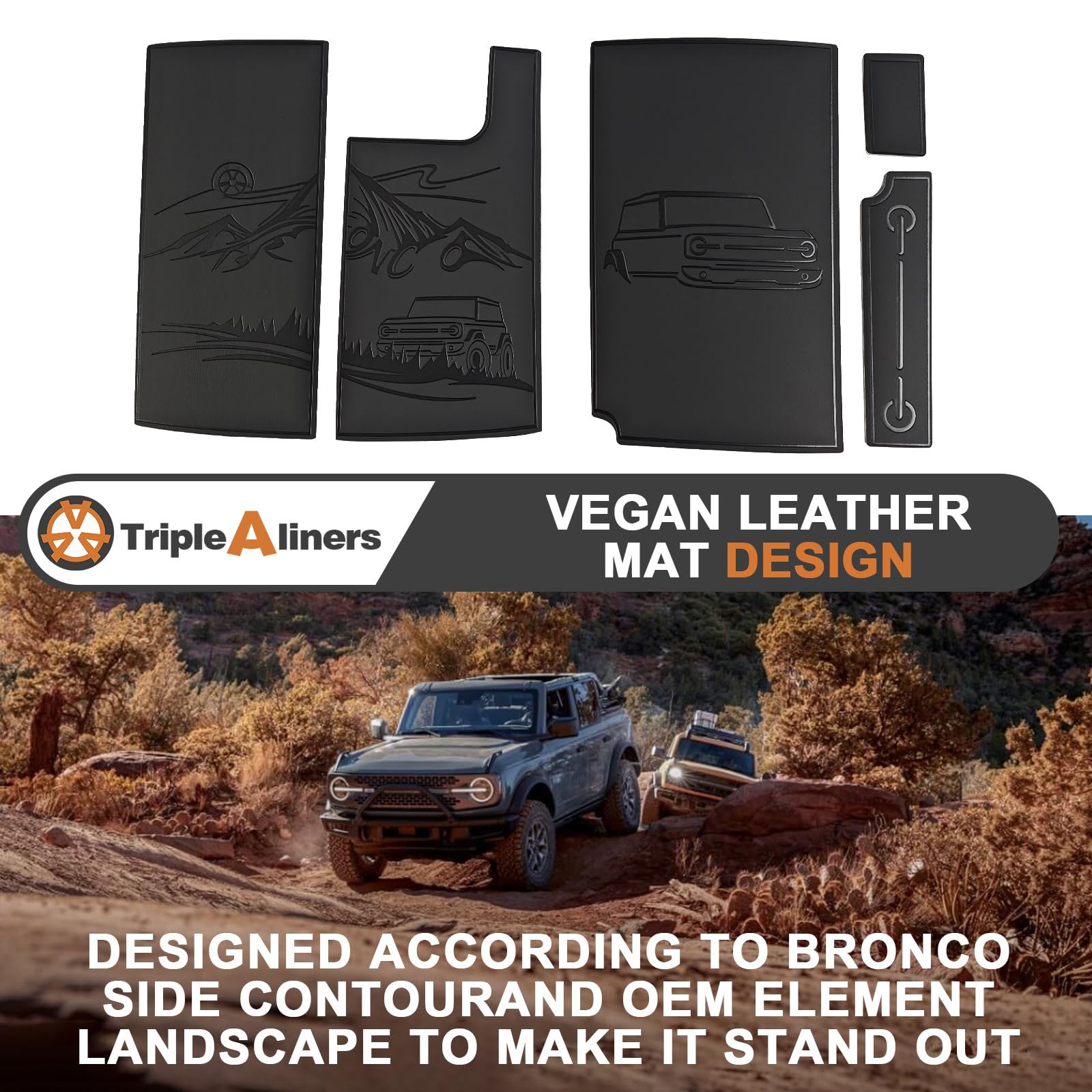 TripleAliners vegan leather mats prevent rattling and sliding