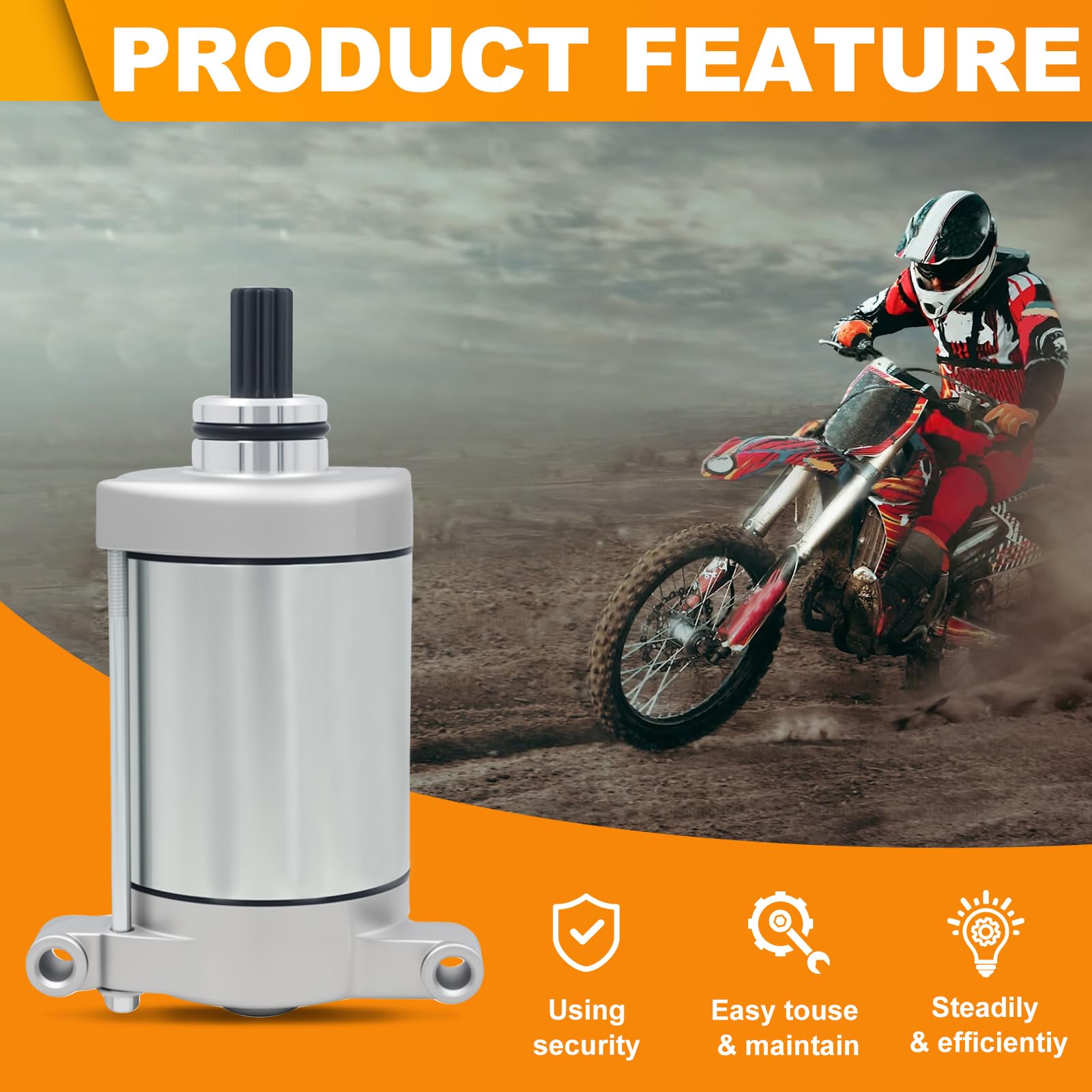 Triumilynn starter motor for Yamaha Kodiak 400-450 front view, easier starts