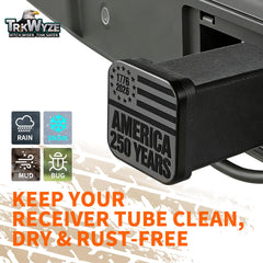 TrkWyze embossed flag plate closeup shows locking flaps for secure, lasting fit