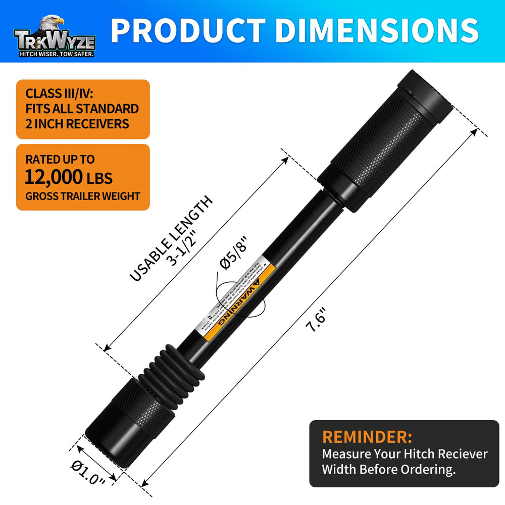 TrkWyze hitch pin keyed-alike for convenient two-pack locking with a single key.
