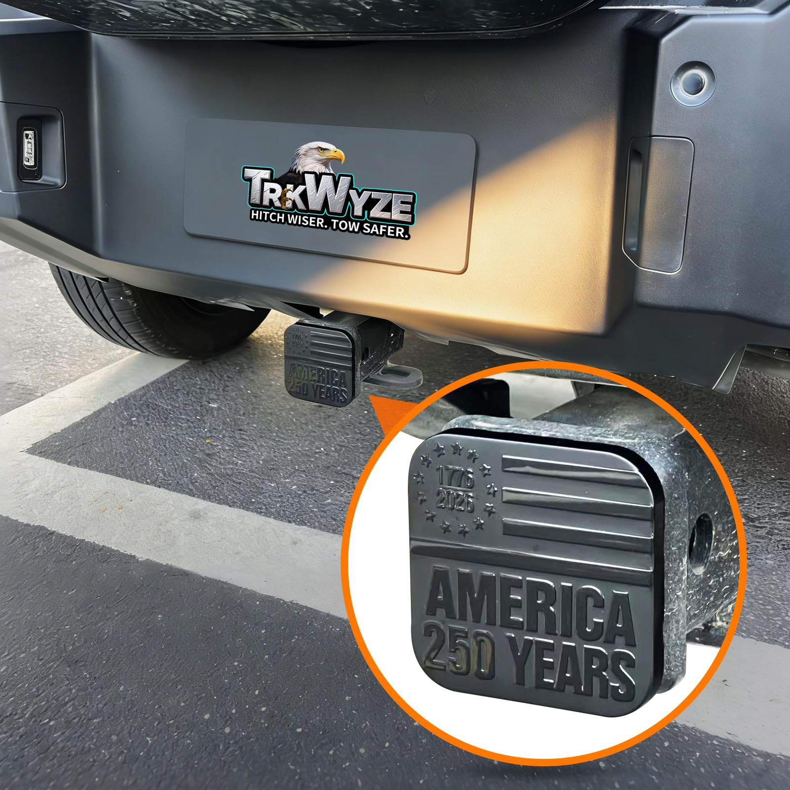 TrkWyze rubber body resists cracking for a snug 2-inch hitch