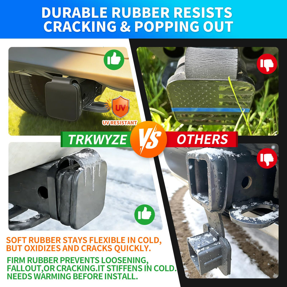 TrkWyze rubber collar seals the hitch for a tight, weather-resistant fit