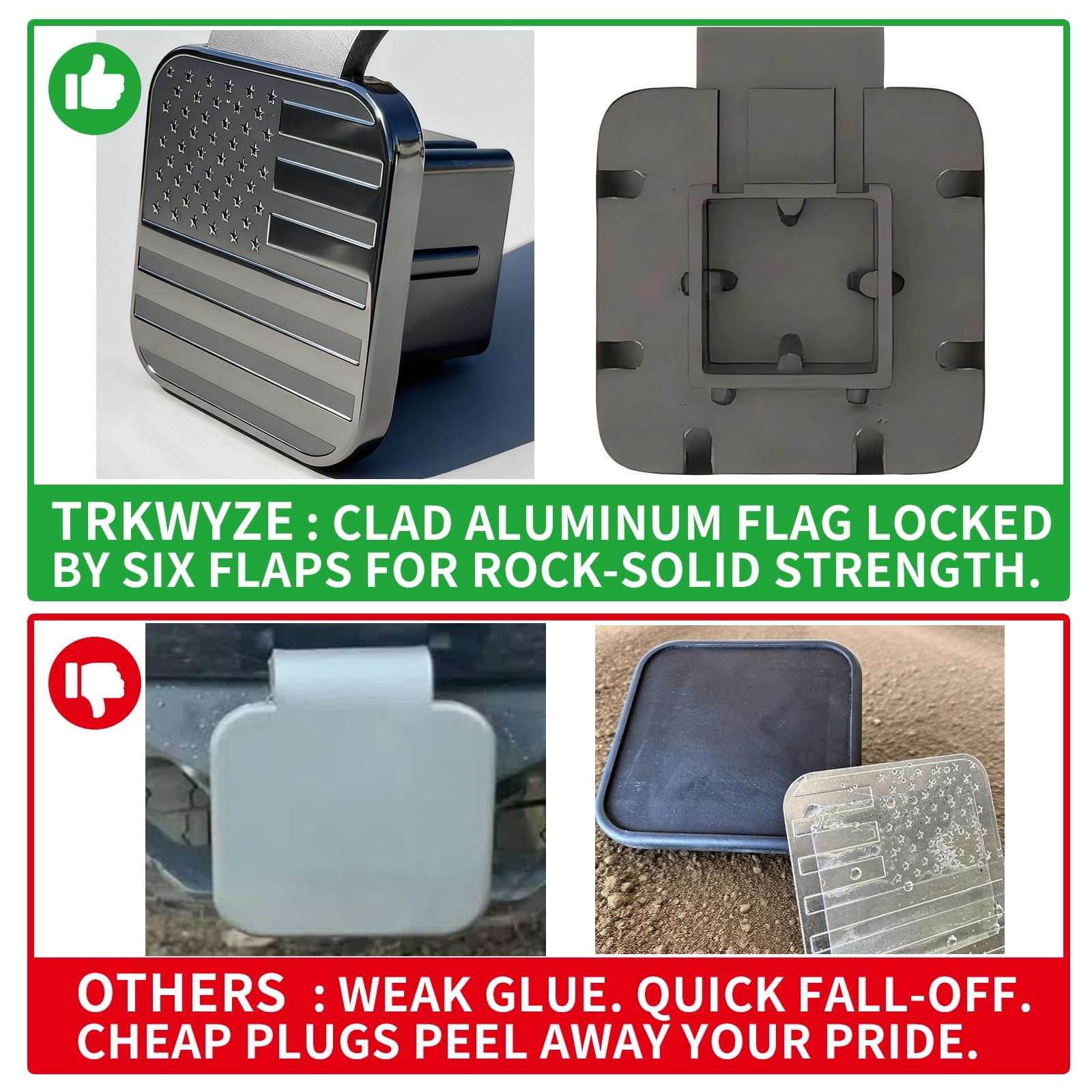 TrkWyze UV coated flag plate maintains bold colors in sun