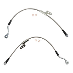 TRQ front driver side brake hose with stainless steel design for stronger braking feel.