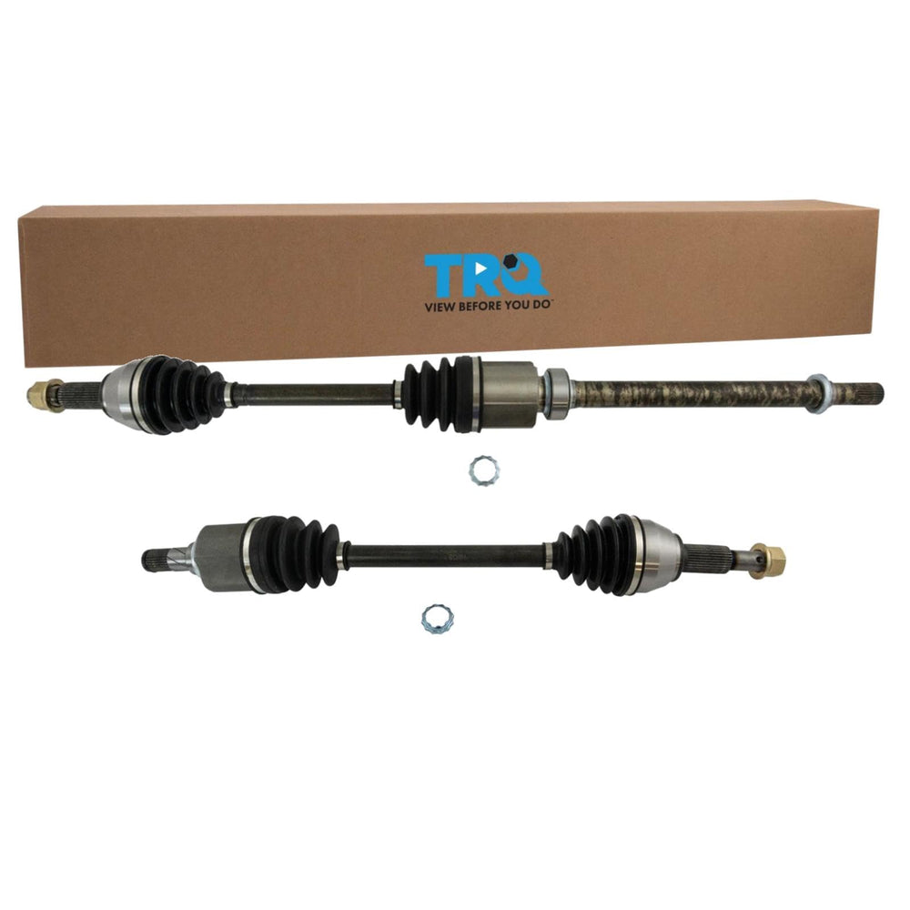 TRQ front driver side CV axle assembly with neoprene boot for durability.