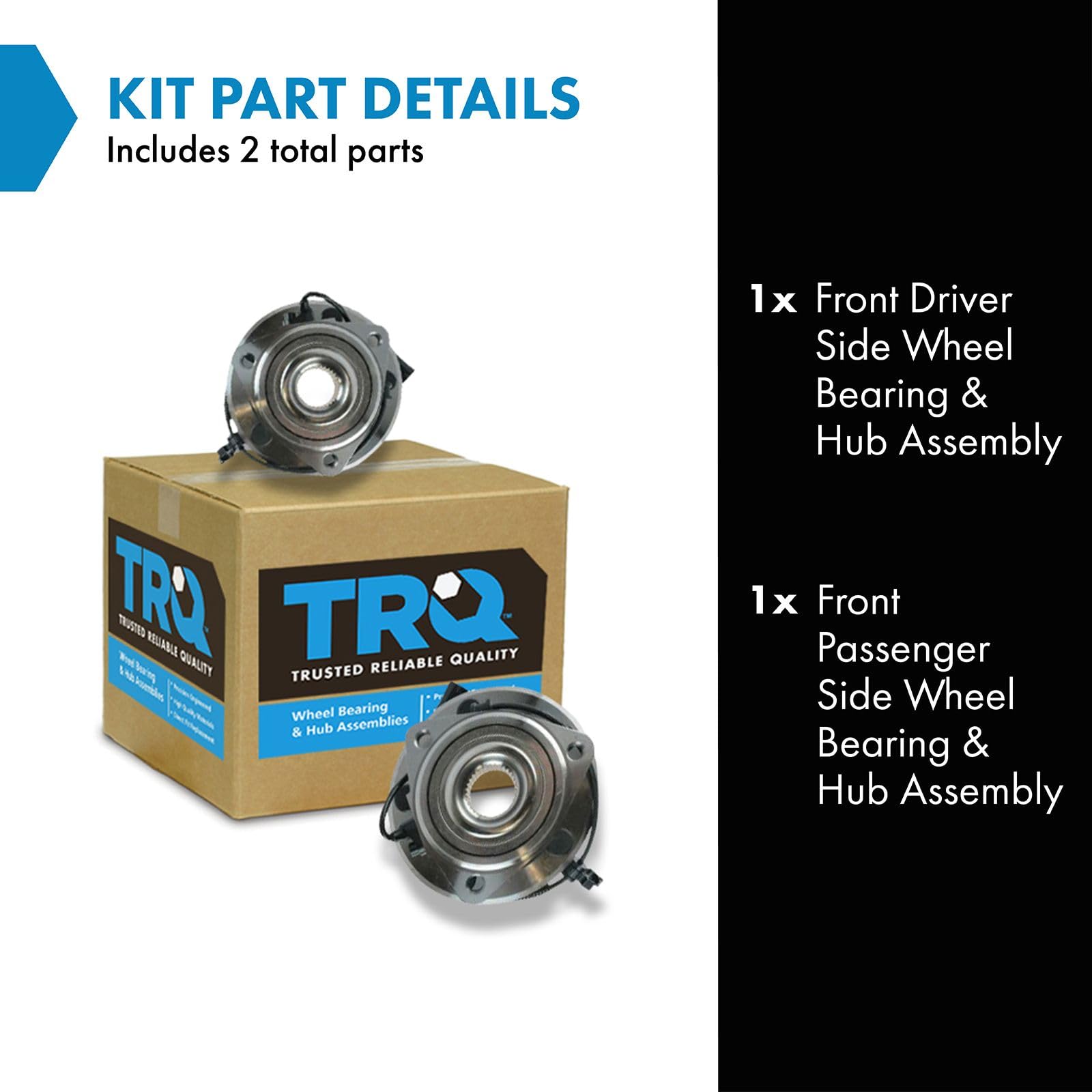 TRQ front passenger side wheel bearing hub for Jeep Wrangler JK enhances steering stability