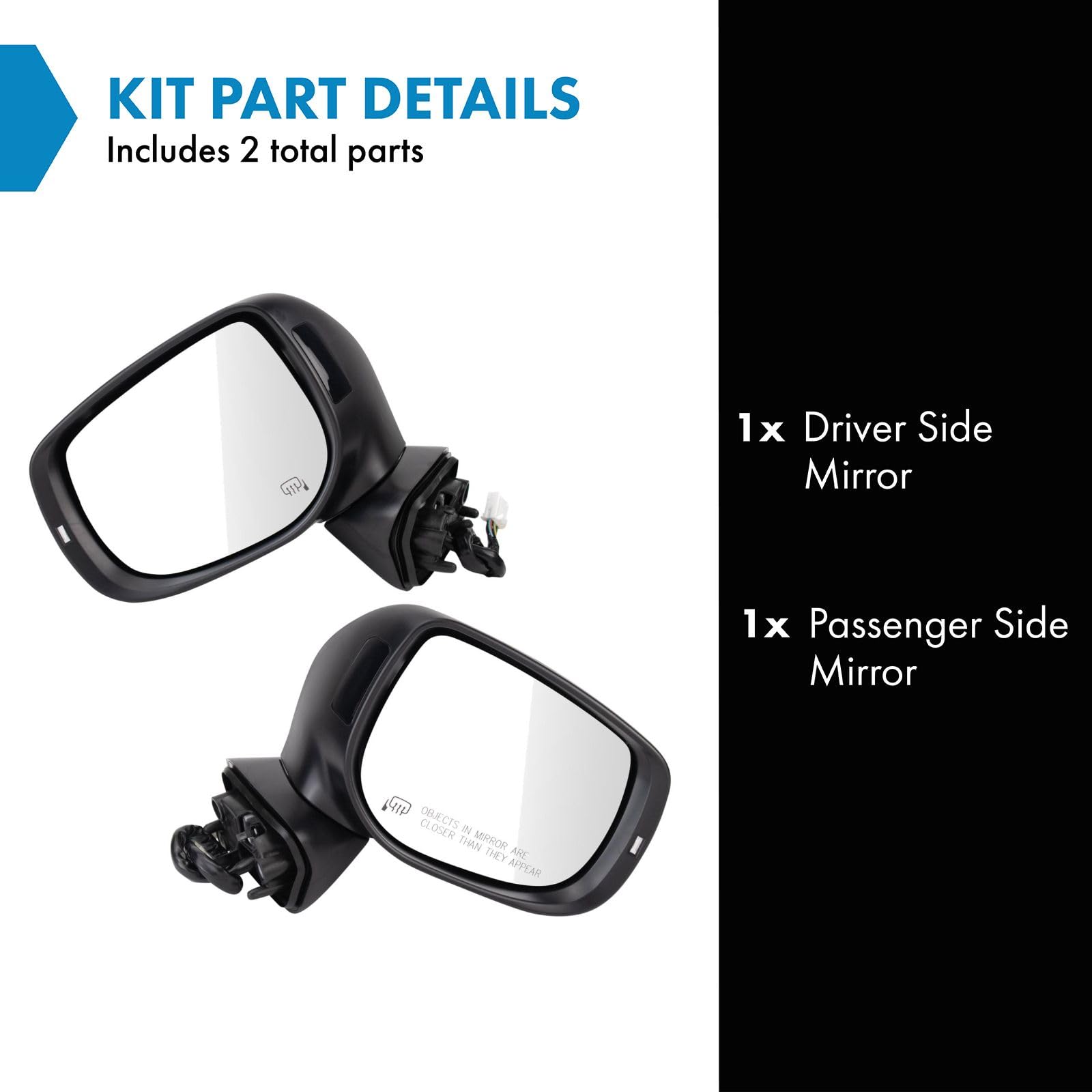 TRQ passenger side mirror for Forester 2019-2020 with heat and indicator