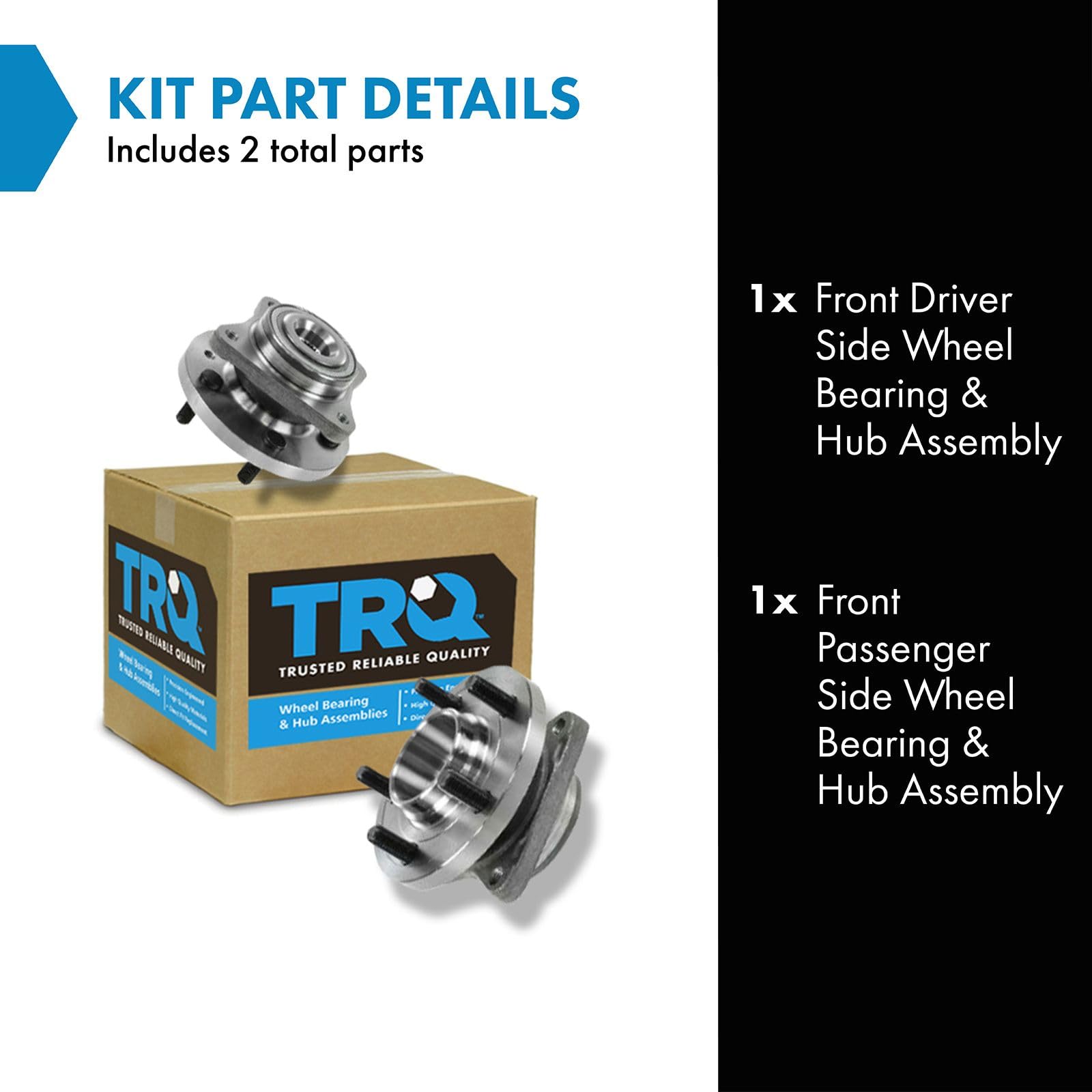 TRQ Prius front right wheel bearing hub assembly shown as a complete set