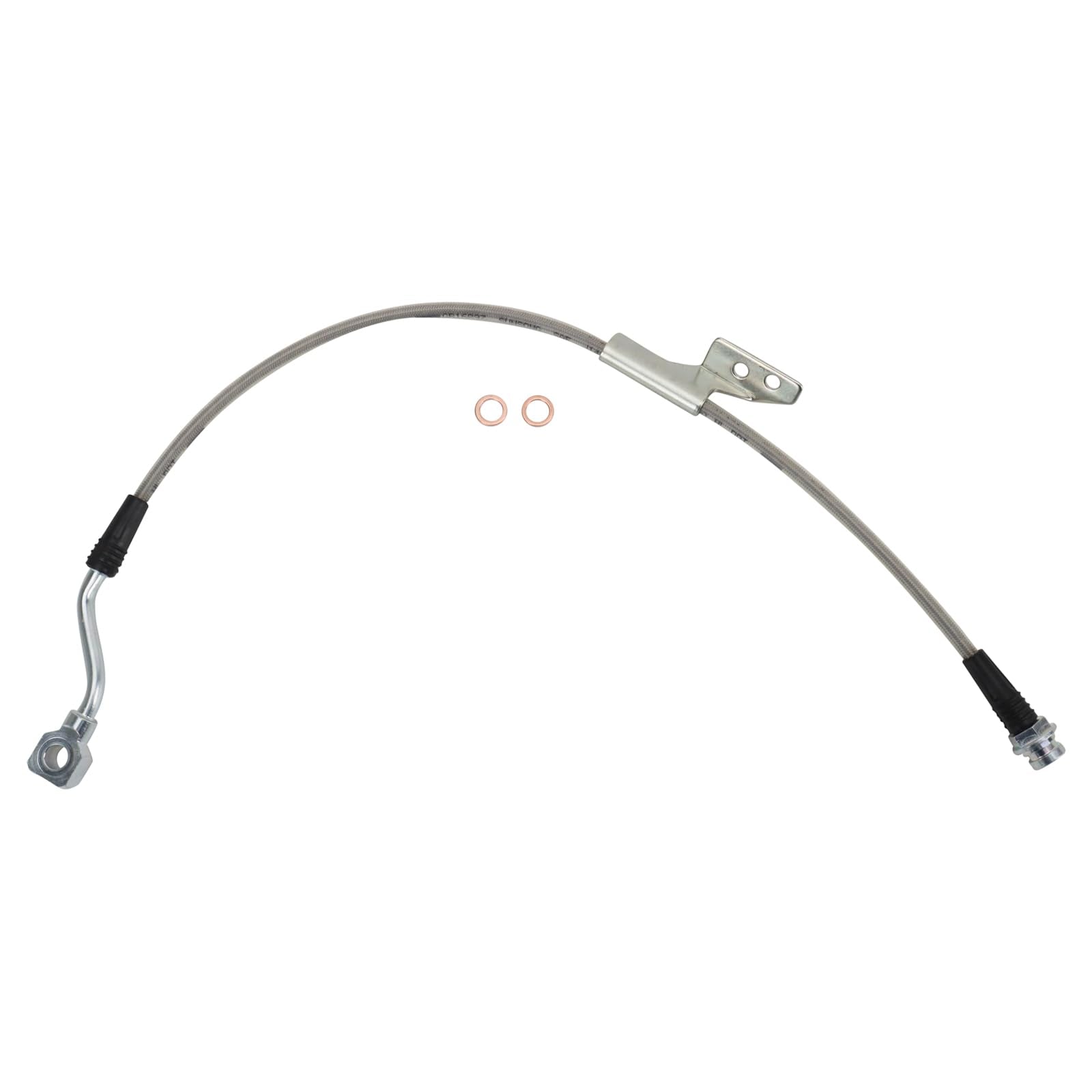 TRQ stainless steel brake hose core close-up highlighting corrosion resistance.