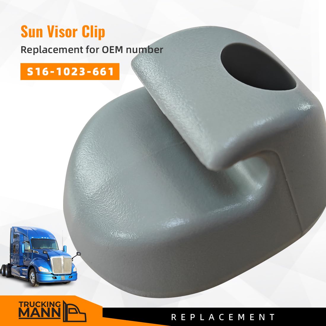 Truckingmann sun visor clip for Kenworth T800 enables quick secure installation