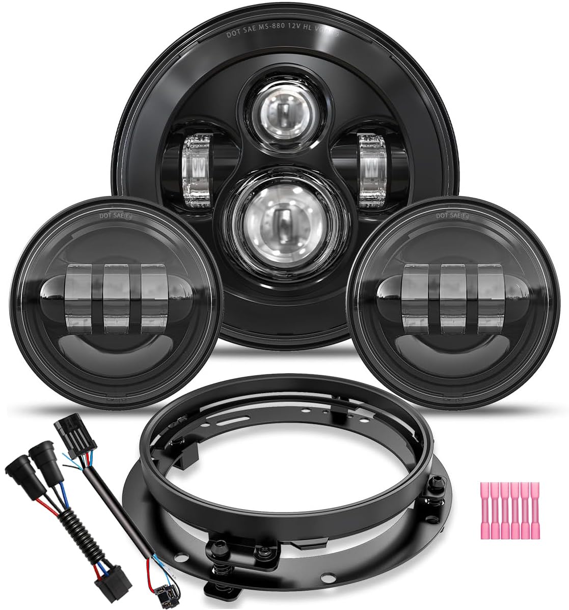 TRUCKMALL 7 inch LED headlight front view with bright beam pattern