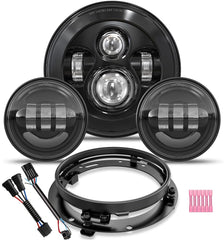 TRUCKMALL 7 inch LED headlight front view with bright beam pattern