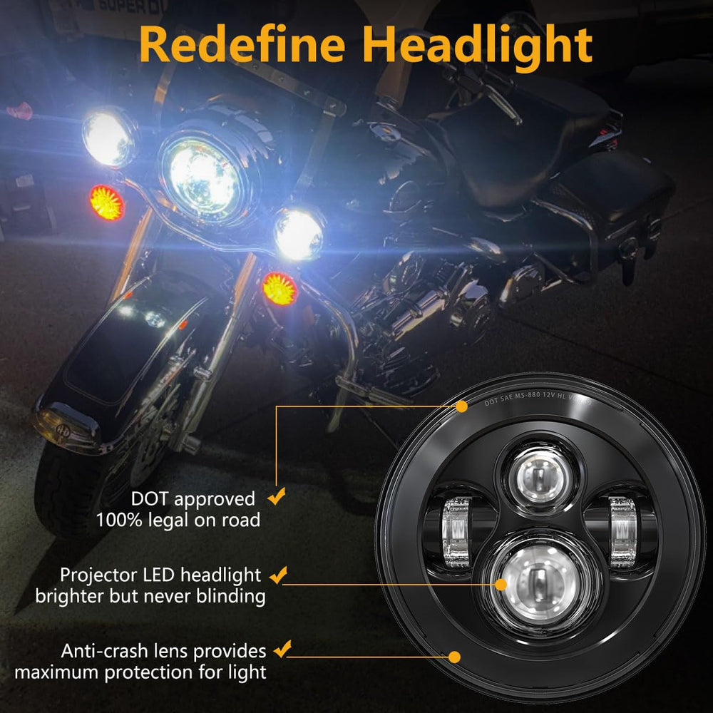 TRUCKMALL 7 inch LED headlight ring closeup showing mounting ring