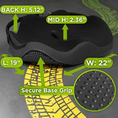 Truckules XL cushion on a driver seat demonstrates secure fit.