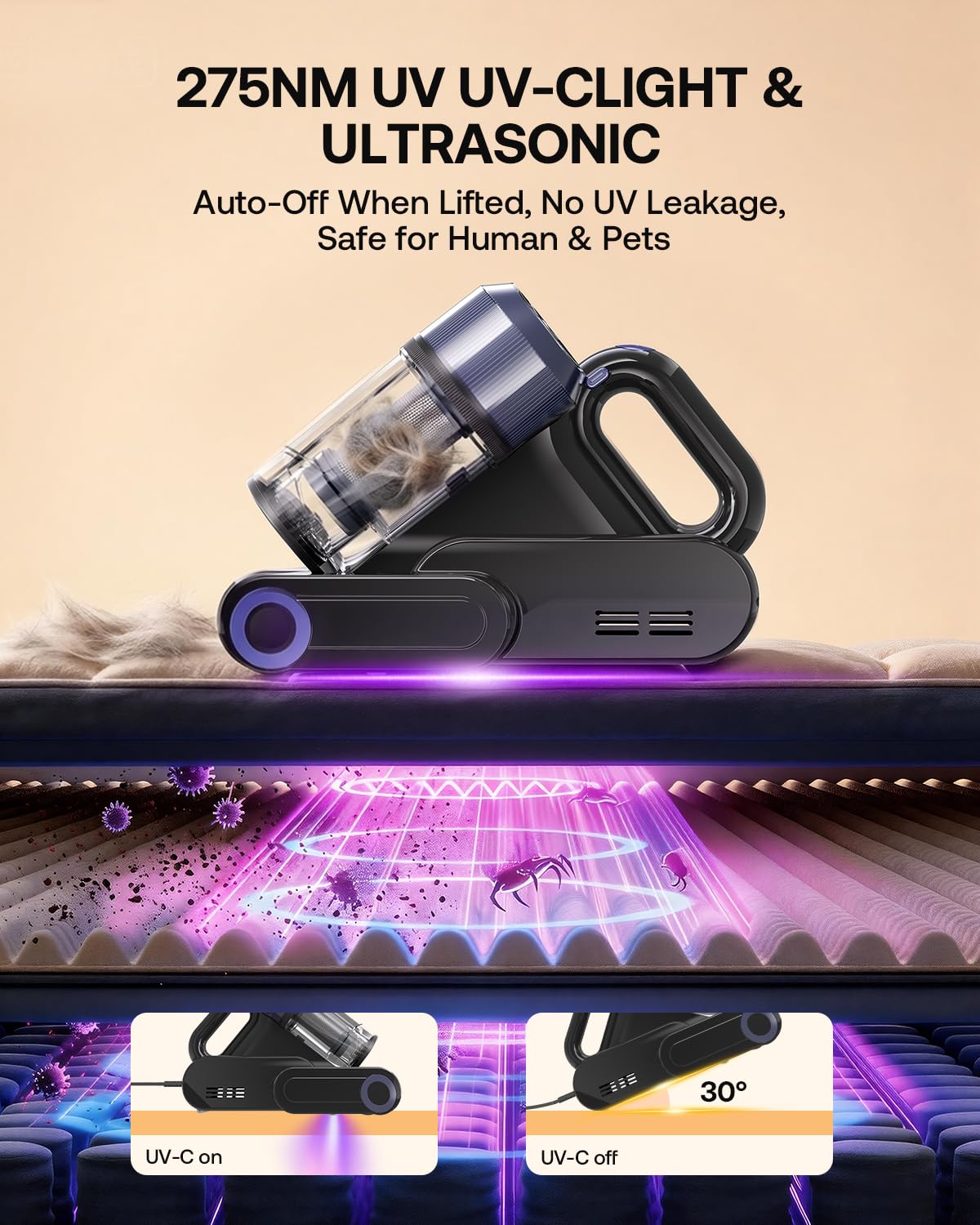 Trucozie dual-cup cyclone with HEPA filtration traps fine particles for cleaner air.