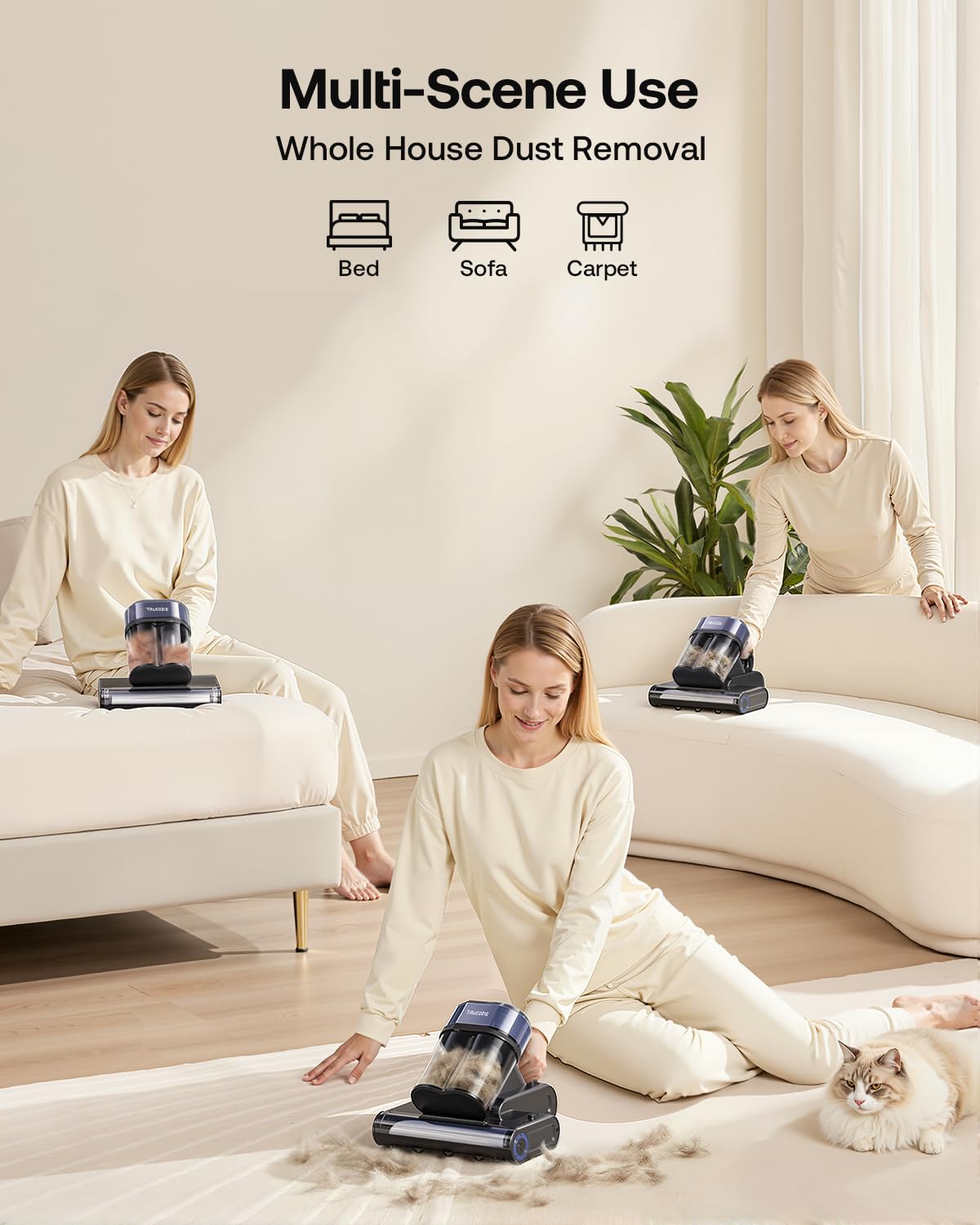 Trucozie smart allergen sensor with color LED guides efficient cleaning.