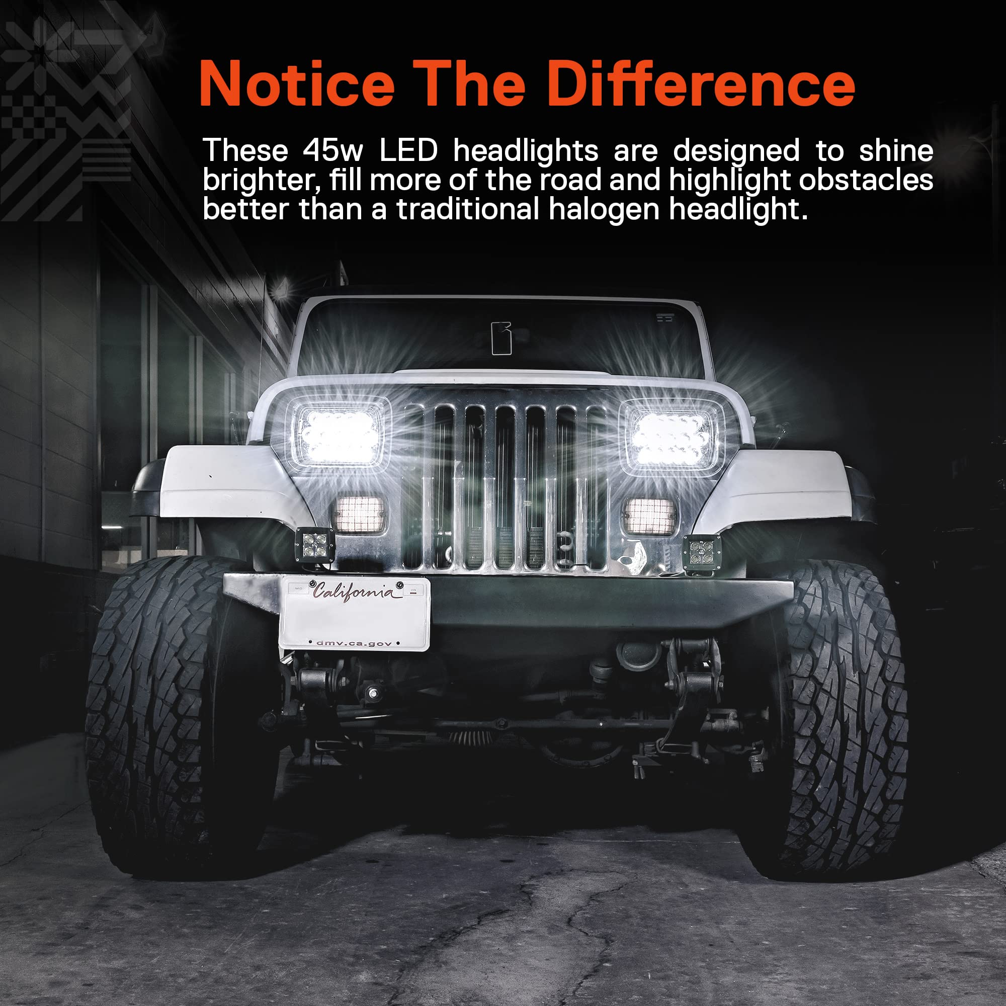 True Mods H6054 chrome headlight side profile shows sleek upgrade