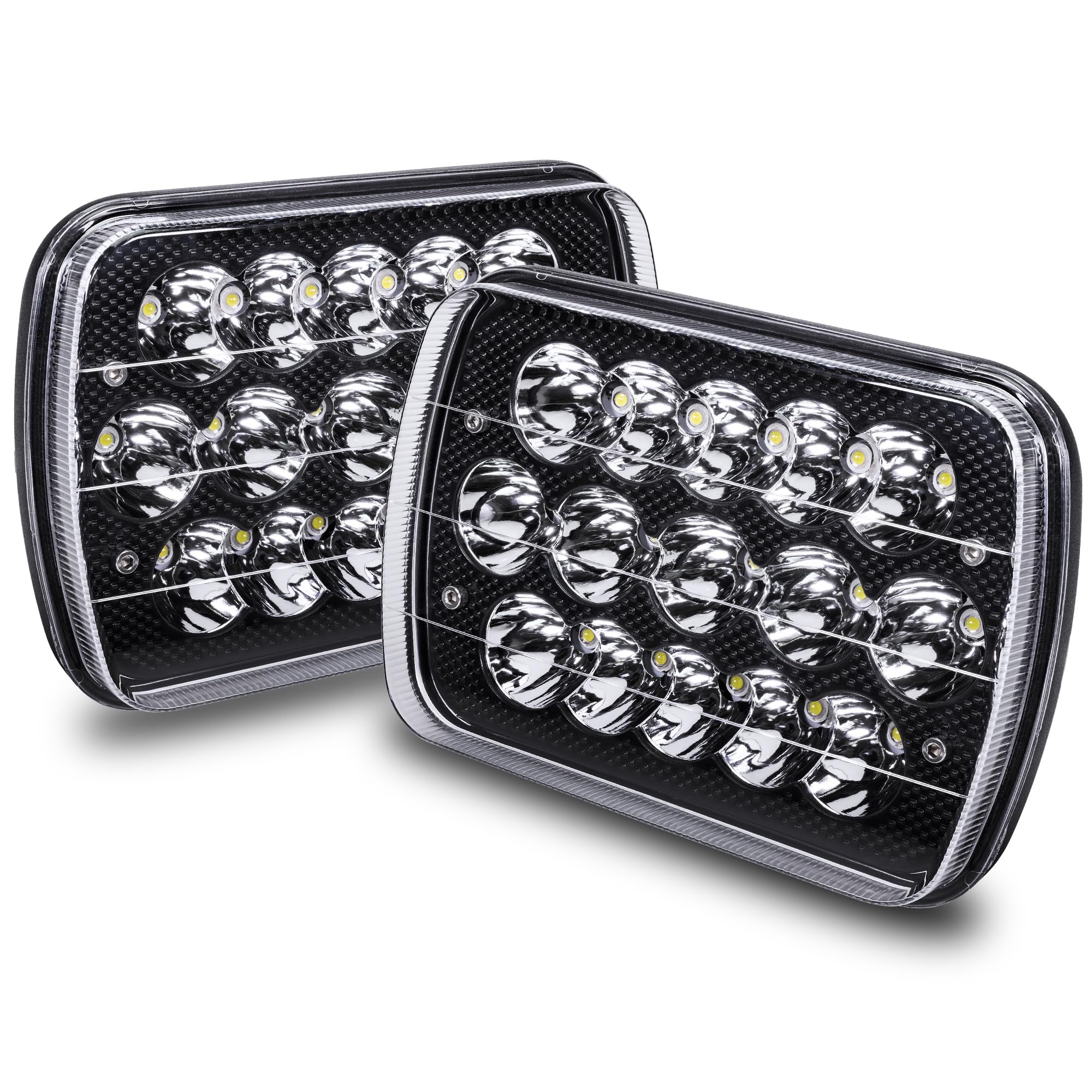 Online LED Store True Mods 7x6 5x7 headlight front view with enhanced brightness for night driving.
