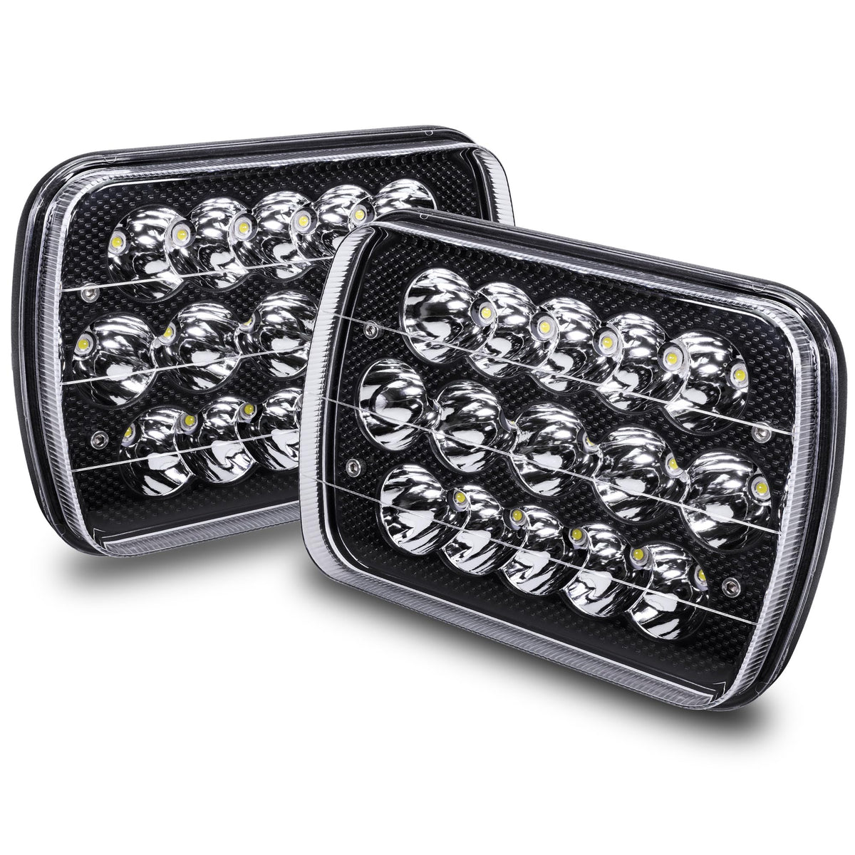 Online LED Store True Mods 7x6 5x7 headlight front view with enhanced brightness for night driving.
