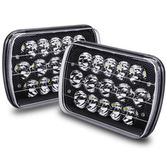 Online LED Store True Mods 7x6 5x7 headlight front view with enhanced brightness for night driving.