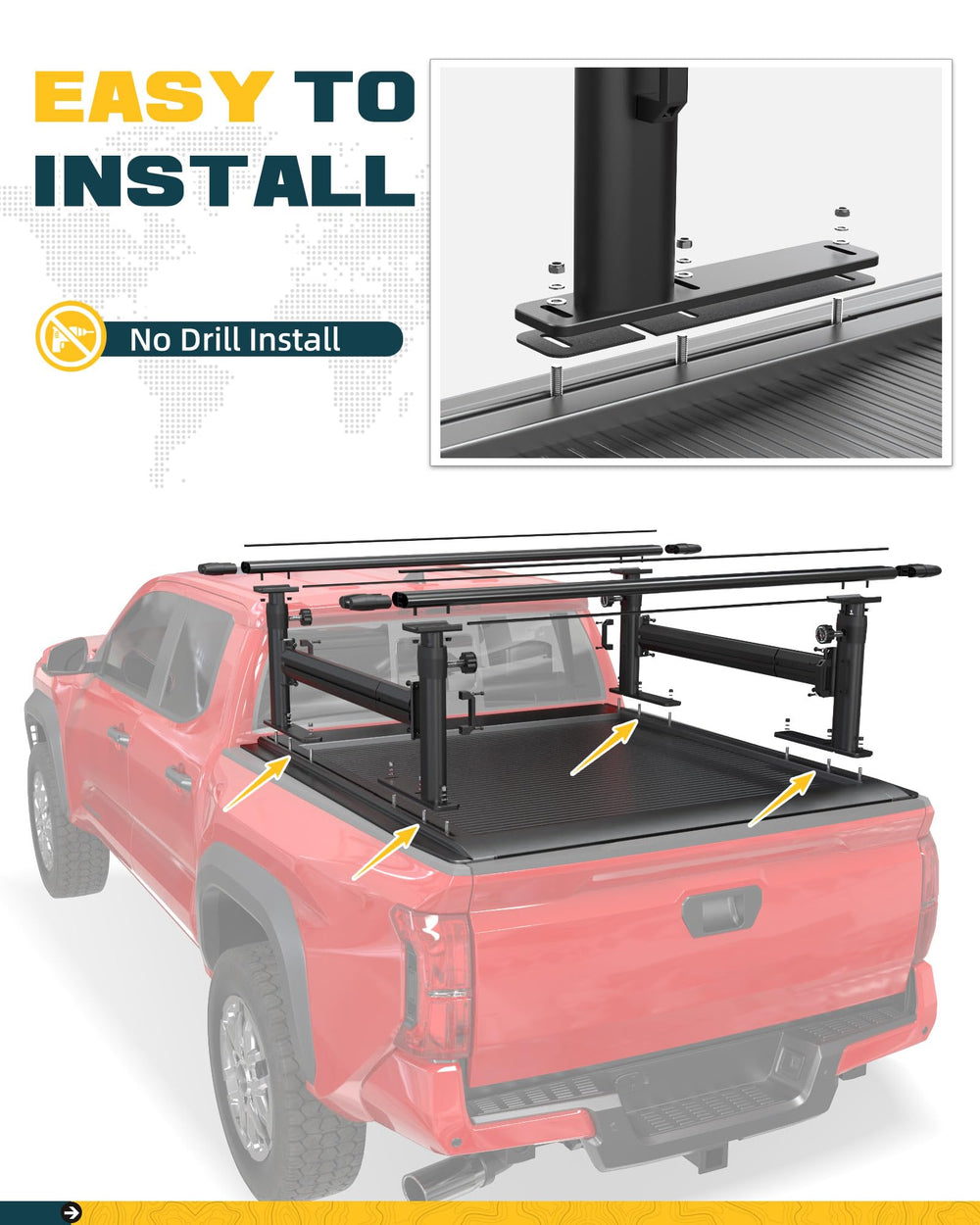 Trumgeta ladder rack fits Tacoma reliably for expedition gear.