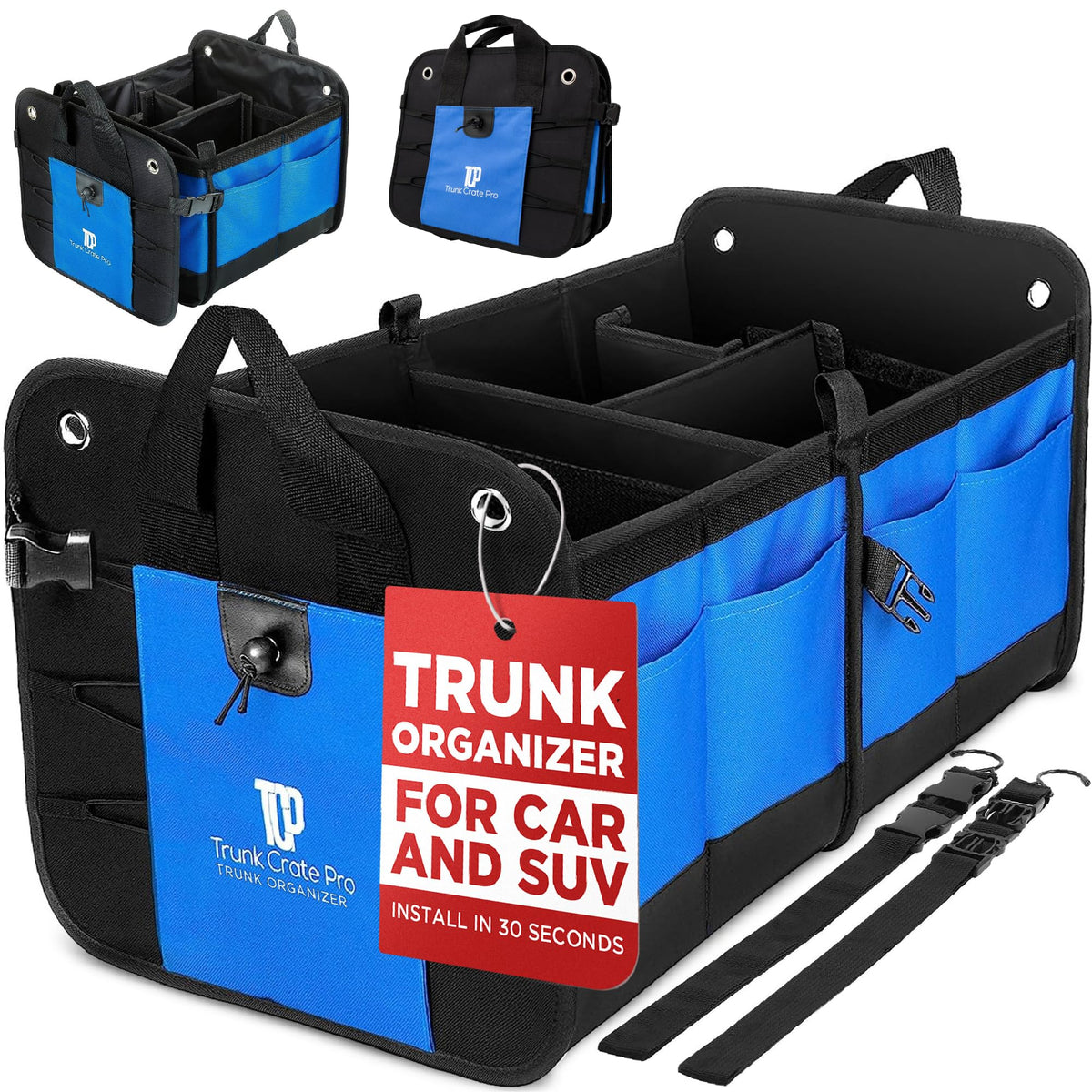TRUNKCRATEPRO car trunk organizer front view shows durable construction for heavy use.