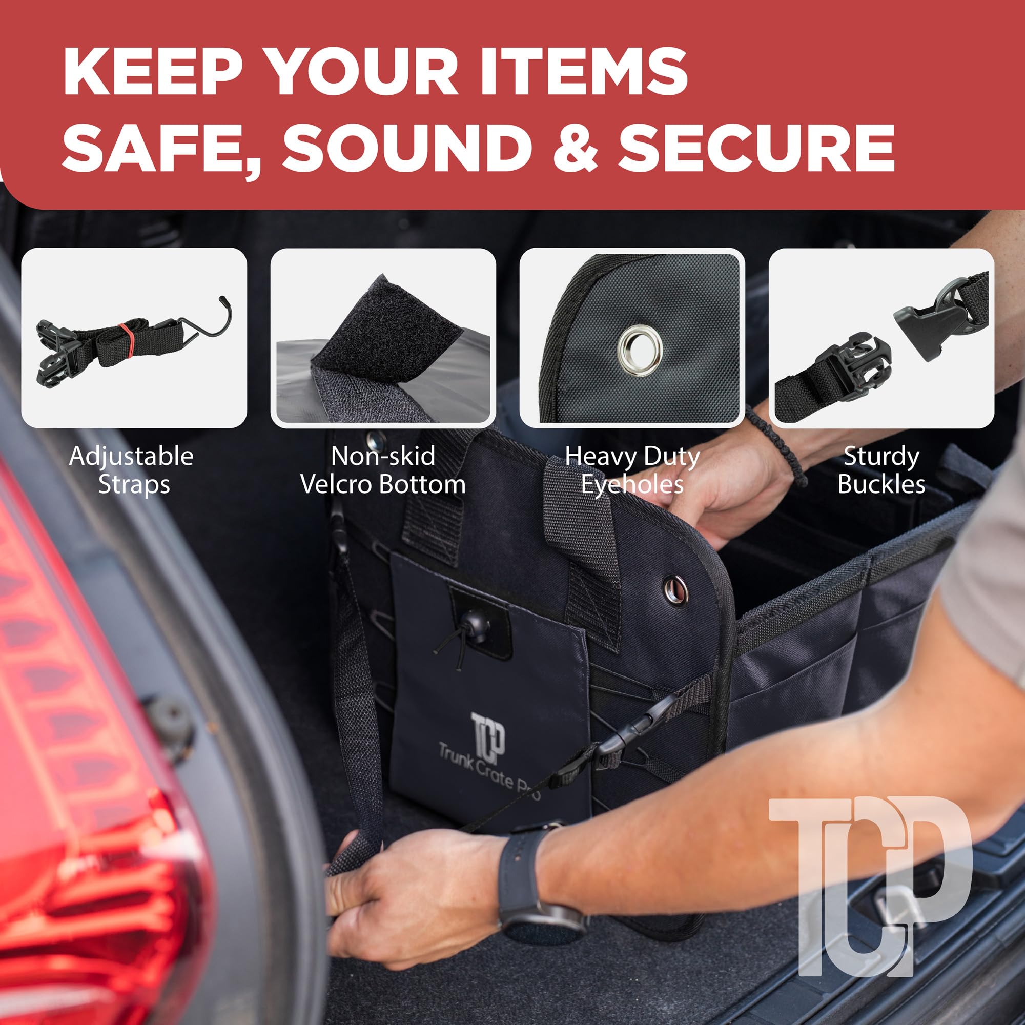 TRUNKCRATEPRO large capacity fits cars, SUVs, and trucks.