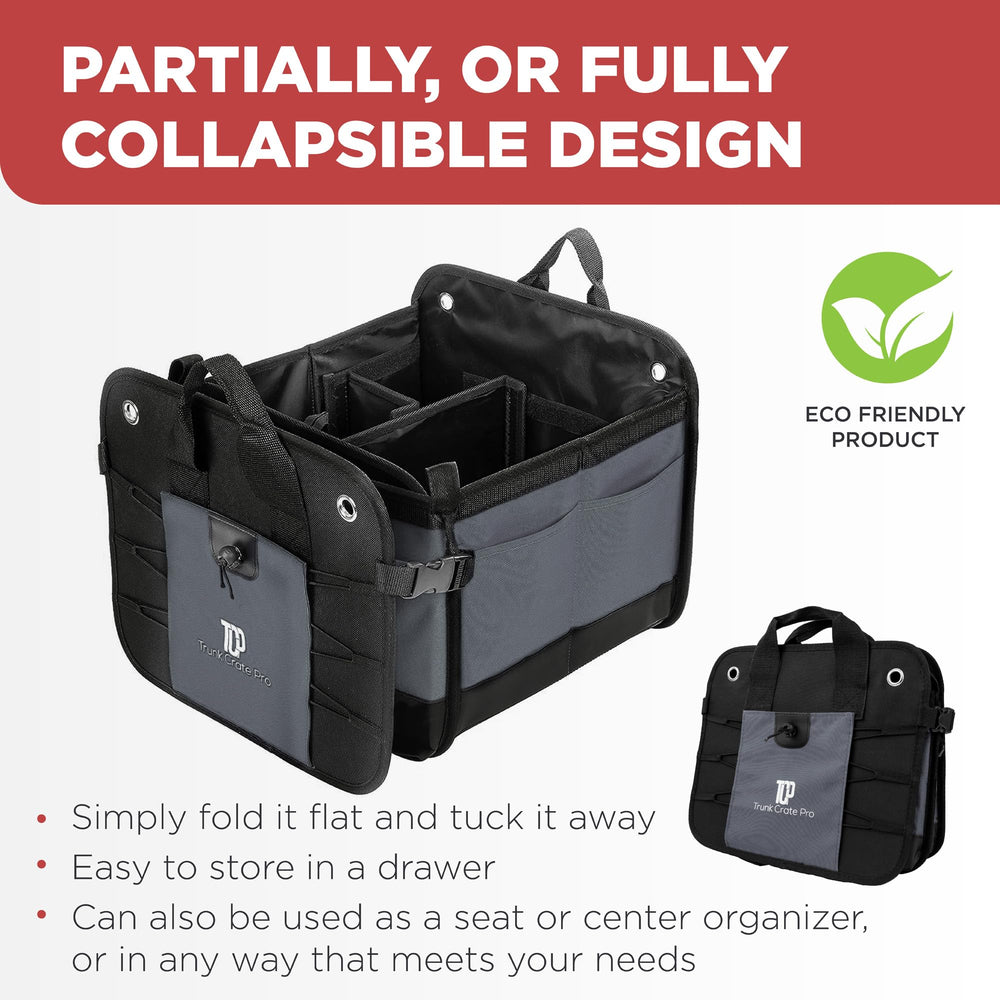 TRUNKCRATEPRO multi-compartment layout organizes groceries, gear, and tools