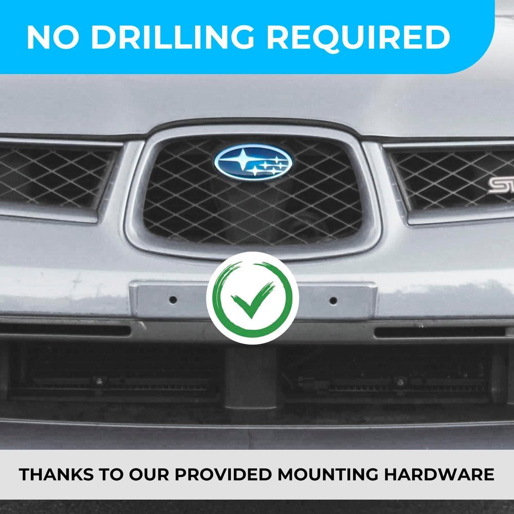 Crosstrek plate mount using existing holes for clean look.