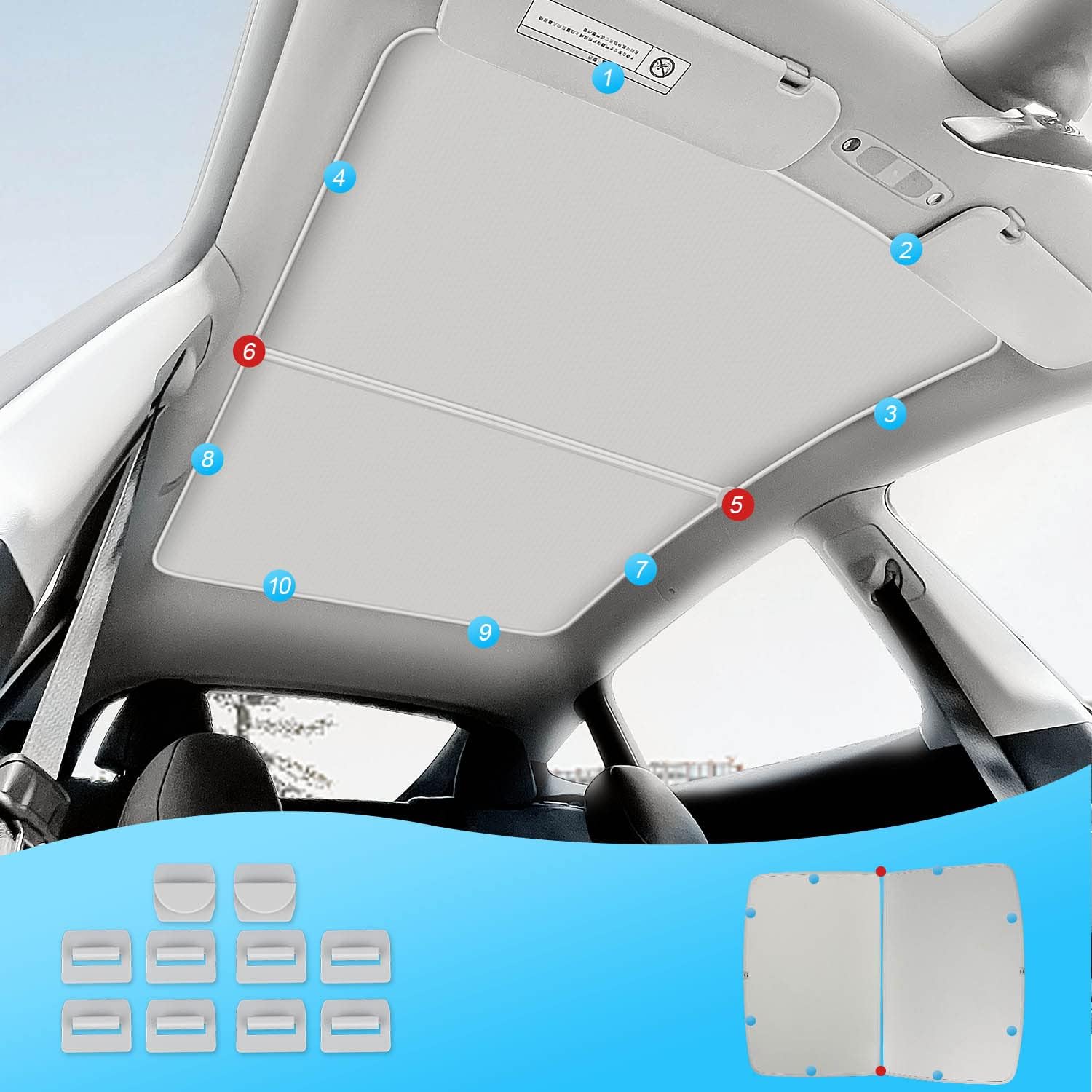 TSELLER sunshade no sag design stays taut over rough roads