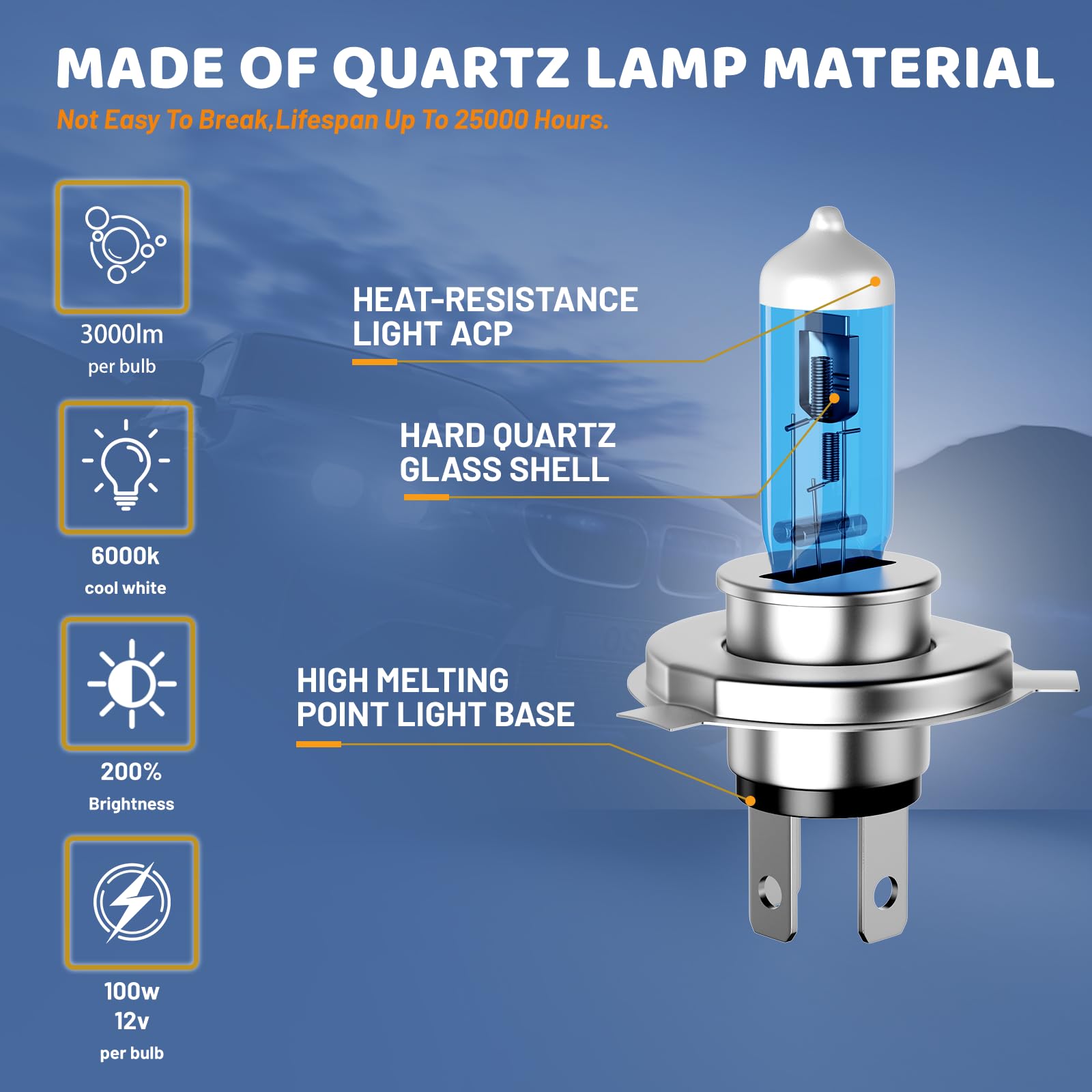 TSIANHUZY 6000K white light boosts road detail and contrast for safer night driving.