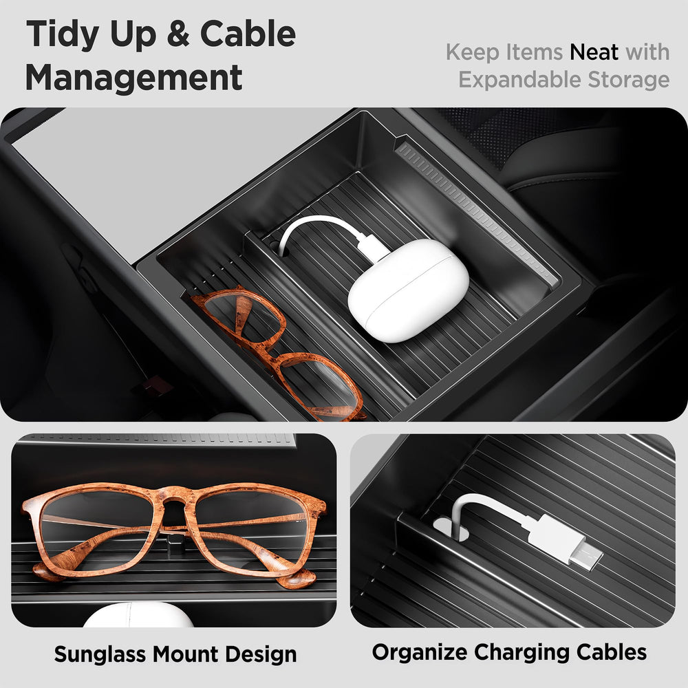 TSLDRV Model 3 Highland top view center console tray
