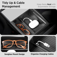 TSLDRV Model 3 Highland top view center console tray