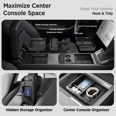 TSLDRV Model Y Juniper side view center console tray with compartments