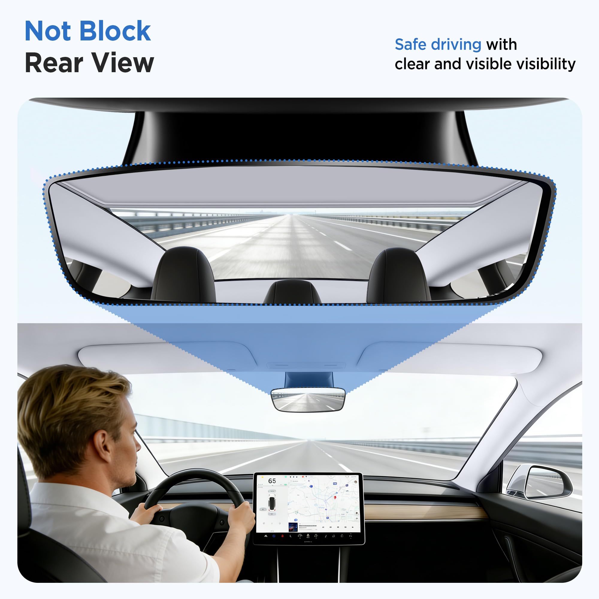 TSLDRV Highland sunshade sag-free fit preserves headspace for passengers.
