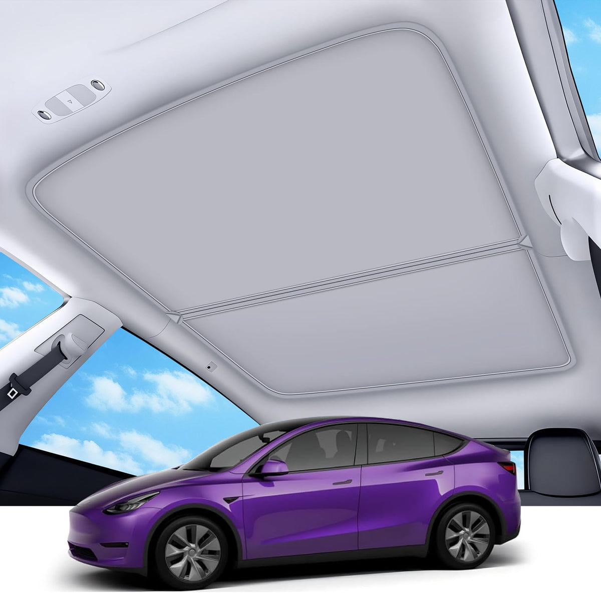 TSLDRV sunshade roof fit demonstrates 1:1 precision for Model Y for seamless appearance.