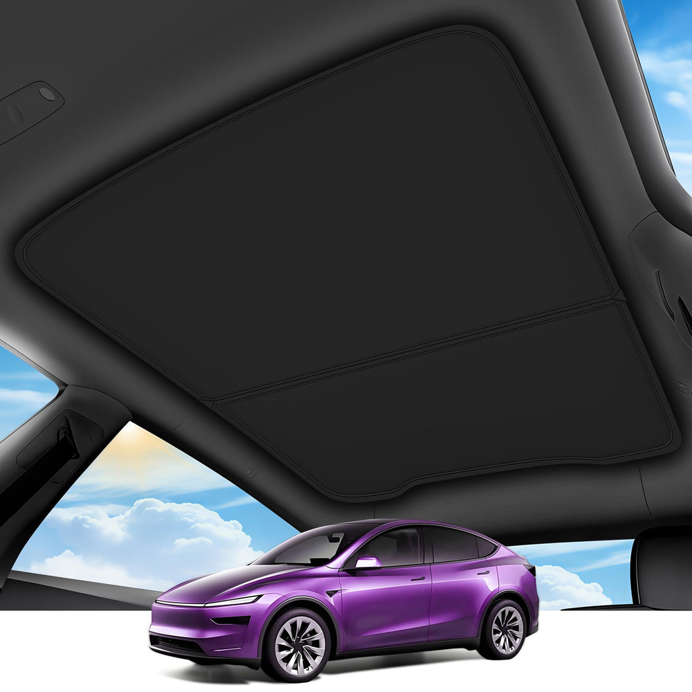 TSLD RV sunshade roof for Model Y Juniper fitment reduces glare and heat for a cooler ride.