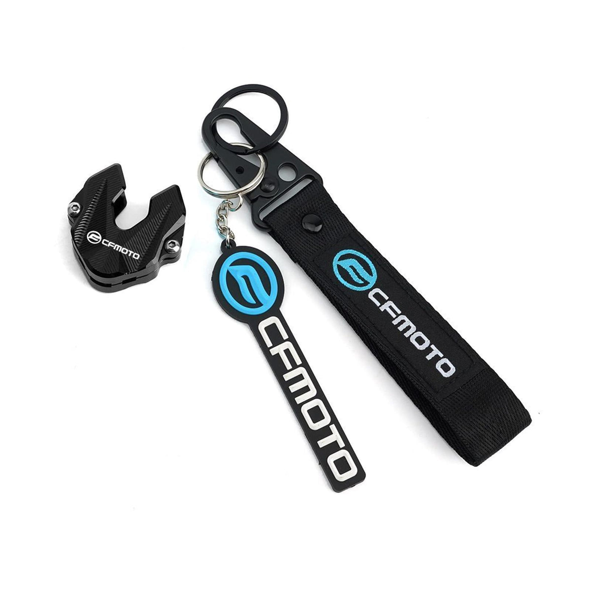 TT719 key shell with blue logo on black shell protects your CFMOTO Ibex key.