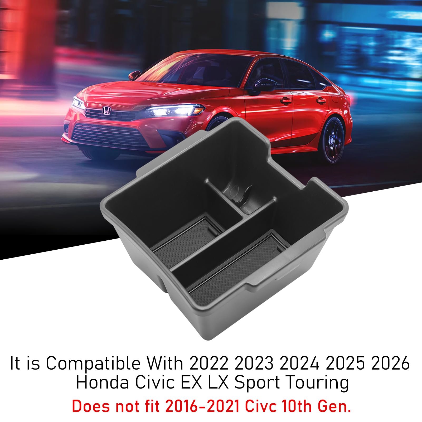 TTCR-II Civic console tray fit upper matches OEM specifications for a seamless look.