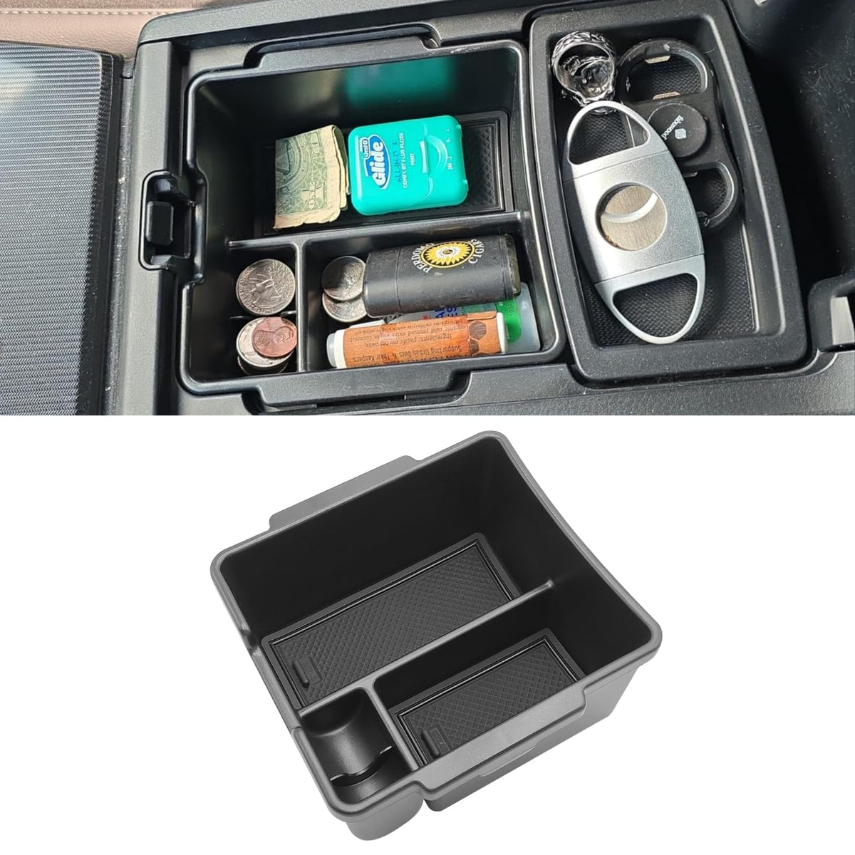 TTCR-II Civic upper console organizer keeps phones and keys within reach.