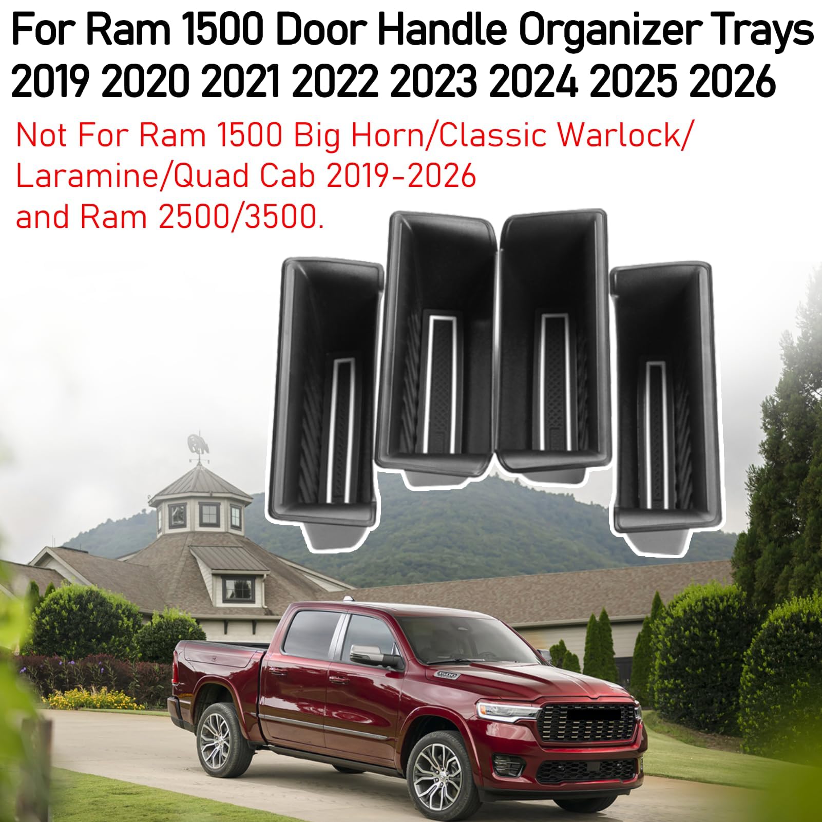 TTCR-II Ram 1500 door-pocket tray front view shows OEM-like fit.