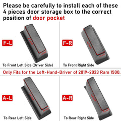 TTCR-II Ram 1500 door pocket tray installation-ready design enhances organization.