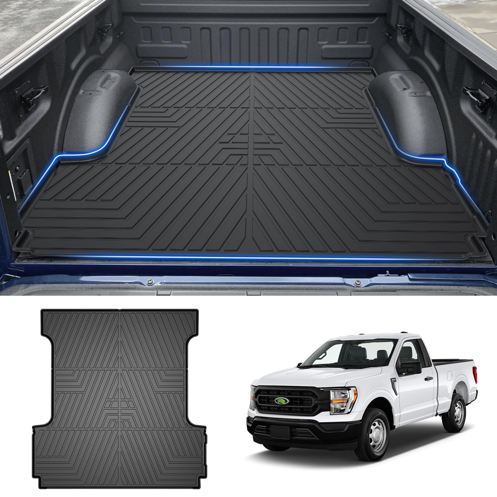T TGBROS truck bed mat for F-150 with precise fit protecting cargo.